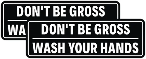 Miniatura 46 de Letrero estándar para puerta o pared, diseño de "Don't Be Gross ("Wash Your Hands"), color negro, mediano