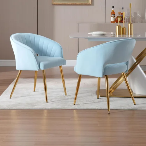 Miniatura 12 de ABET Silla de escritorio con ruedas, silla de oficina en casa de terciopelo, silla giratoria con base dorada, sillas acentuadas modernas tapizadas