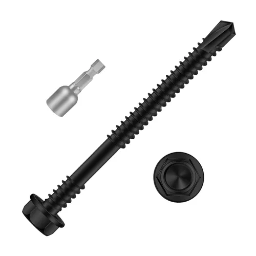 Miniatura 17 de Mellewell Tornillos autoperforantes con cabeza hexagonal de 1/2 pulgada, tornillos de chapa autoperforantes, acero inoxidable 410, 100