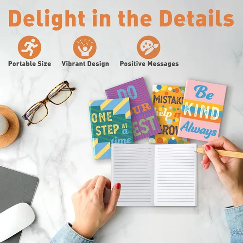 Miniatura 3 de S&O - Juego de mini cuadernos motivacionales a granel con mensajes únicos, 24 diarios inspiradores para niños, blocs pequeños, pequeños diarios