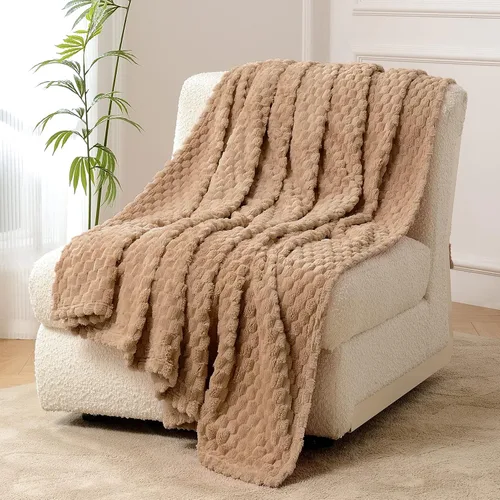 Miniatura 20 de FY FIBER HOUSE Manta de Vellón para Sofá 300GMS Súper Suave de Felpa Difusa Mantas y Cobijas para Sofá Cama Oficina, 40x50 Pulgadas, Beige