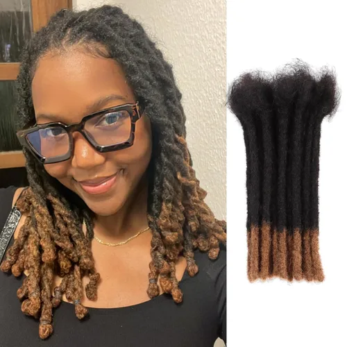 Miniatura 21 de Viovian Extensiones de rastas de 0.23 pulgadas de cabello humano de 6 pulgadas, 20 hebras ombré, extensiones de cabello humano para hombres, 1b/27