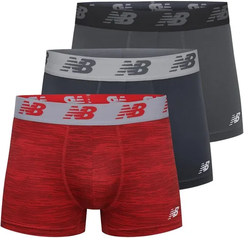 New Balance - Calzoncillos tipo bóxer sin cremallera para hombre, de 3 pulgadas, con soporte de bolsa incorporada (paquete de 3 calzoncillos)
