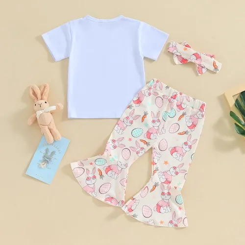 Miniatura 7 de Conjunto de 2 piezas de ropa de otoño para bebé y niña, sudadera de manga larga con cuello redondo y pantalones deportivos, conjunto de traje