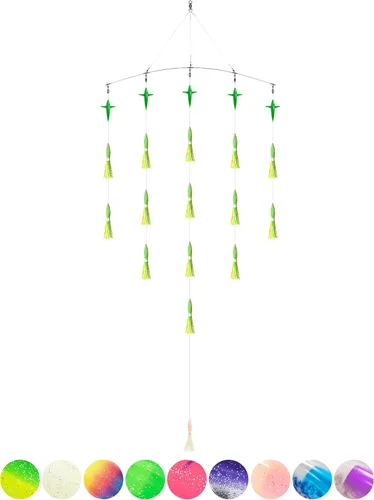 Miniatura 24 de BLUEWING Barra esparcidora de pesca de 18 pulgadas/36 pulgadas con calamares de bulbo de 6 pulgadas/9 pulgadas, pájaros de arrastre de 5.28 pulgadas
