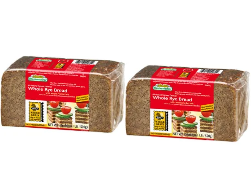 Miniatura 10 de Mestemacher Pan de centeno entero orgánico, 17.6 onzas, auténtico pan de centeno alemán de grano entero Pan europeo denso de alta fibra, orgánico