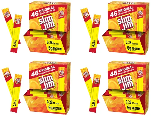 Miniatura 9 de Slim Jim Palitos de carne ahumada, sabor original, 0.28 onzas de proteína por porción, tamaño de aperitivo, 0.28 onzas (46 unidades)