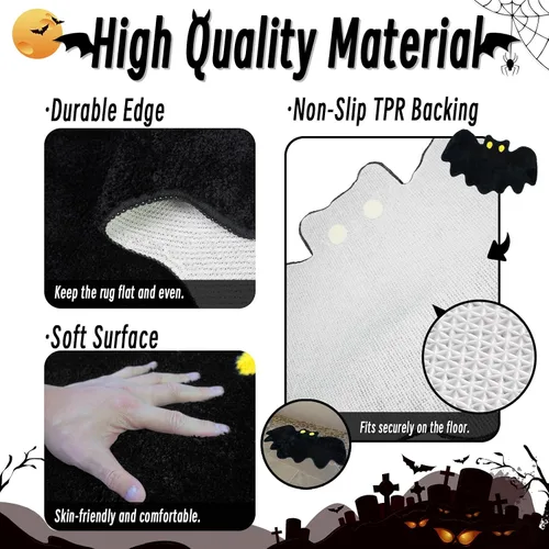 Miniatura 7 de Alfombra de baño de Halloween para decoración de baño, tapete de baño de murciélagos góticos, antideslizante, lindas alfombras para cocina