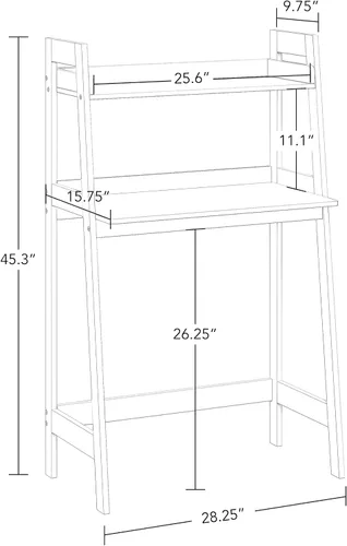 Miniatura 6 de RiverRidge Escritorio para niños con estante de escalera, mesa de escritura blanca para tareas, artes y manualidades, mesa espaciosa con estante