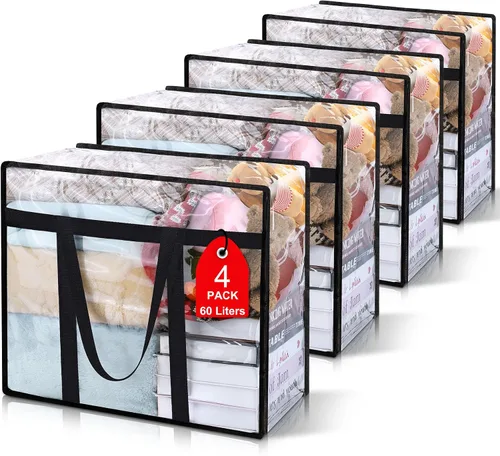 Miniatura 15 de 1 paquete de bolsas de almacenamiento transparentes para cobijas, organizadores de armario de vinilo para ropa y edredones, contenedores