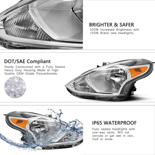 Miniatura 5 de Conjunto de faros delanteros compatible con Nissan Versa 2015, 2016, 2017, 2018, 2019, lado izquierdo del conductor