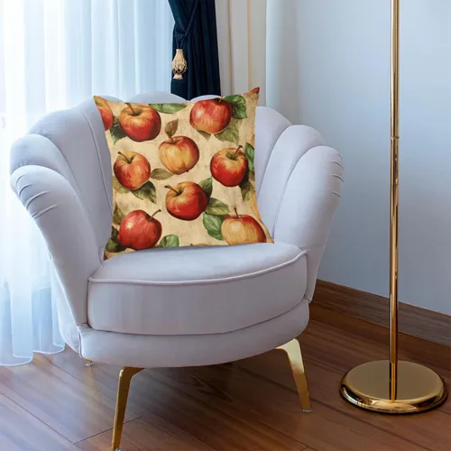 Miniatura 6 de Fundas de almohada vintage con manzanas y frutas marrones, fundas de cojín cuadradas para sofá, dormitorio, sala de estar, 16 x 16 pulgadas