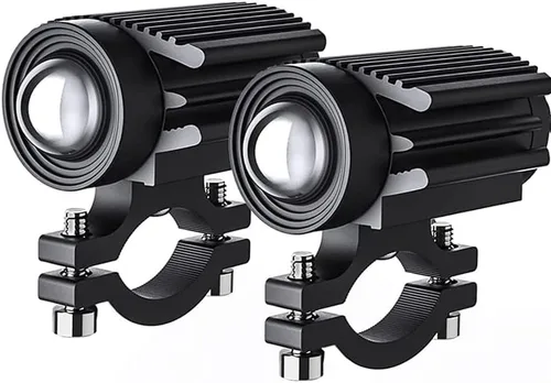 2 luces de conducción de motocicleta, 12000 lm, tricolor, mini luces LED, luces antiniebla, 60 W, 6000 K, proyector auxiliar blanco ámbar súper