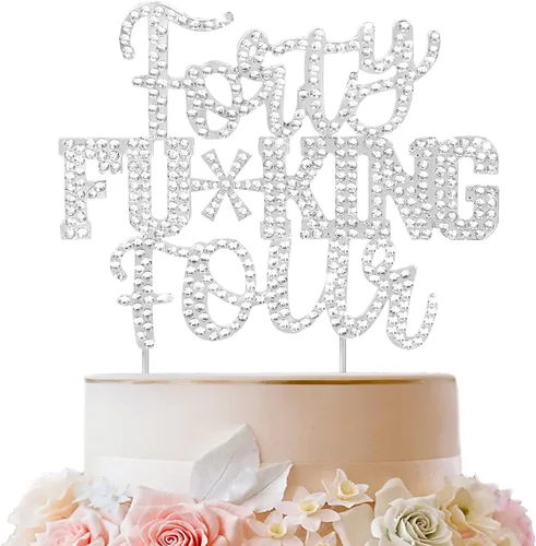 Miniatura 66 de LINGTEER Veintiún divertidos adornos dorados para tartas con diamantes de imitación – Saludos a los 21 años de edad, decoración de centros de mesa
