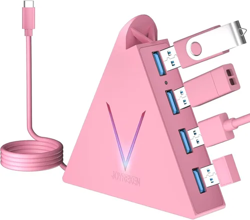 Miniatura 16 de Concentrador USB 3.0, JoyReken Separador USB de 4 Puertos para Laptop, Adaptador de Teclado y Mouse para PS4 Compatible con Xbox, PC, MacBook, Rosa