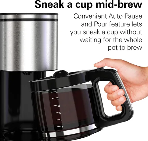 Miniatura 6 de Hamilton Beach Cafetera programable de 14 tazas con medidor fácil de medir, filtro reutilizable iluminado, depósito de agua extraíble de 70 oz