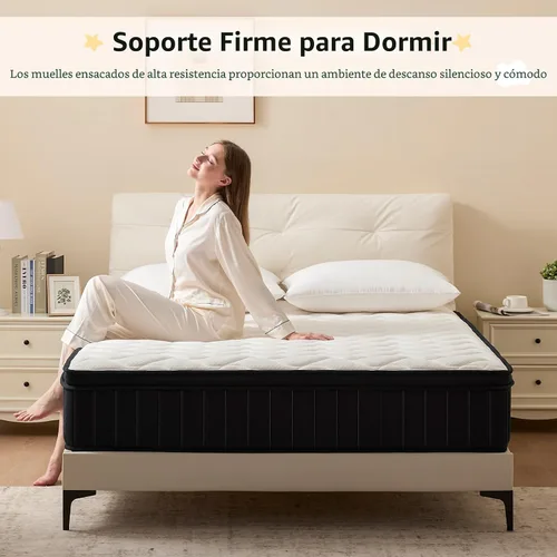 Miniatura 4 de Moccona Colchón híbrido King de 14 pulgadas con espuma viscoelástica, colchón en una caja con resortes individuales en bolsillo, colchón de firmeza