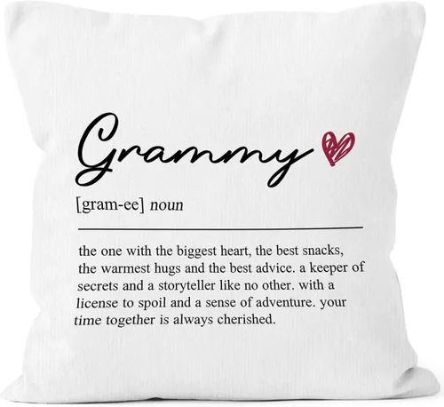 Funda de almohada con definición de Grammy de 18 x 18 pulgadas, funda de almohada de cumpleaños para abuela, decoración cuadrada para el hogar,