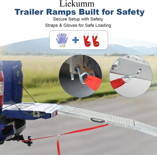 Miniatura 8 de LIEKUMM Rampas de carga plegables de acero de 66 pulgadas de largo x 9 pulgadas de ancho para camionetas, motocicletas, vehículos todo terreno