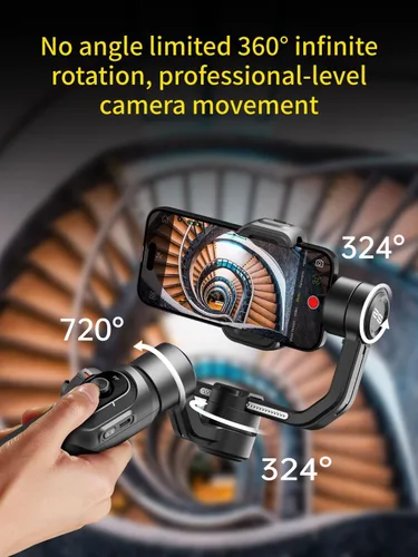 Miniatura 3 de AOCHUAN Estabilizador de cardán para smartphone, cardán estándar de la industria de 3 ejes con rotación de 360°, estabilizador de teléfono