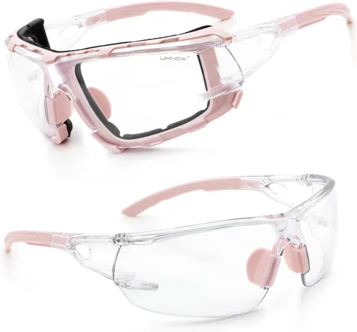 Miniatura 16 de UKNOW Gafas de seguridad – Lentes envolventes antivaho – Junta de espuma extraíble – Anteojos protectores ANSI Z87.1 – Resistente a los impactos
