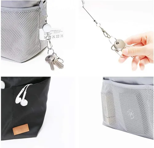Miniatura 22 de iN Organizador de bolso con cremallera de tela de nailon para mujer, Beige