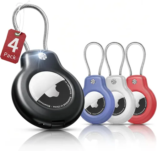 Miniatura 15 de SPGUARD Funda para AirTag con llavero, paquete de 4 unidades para Apple Air Tag con bloqueo de cable de alambre, llavero, accesorios