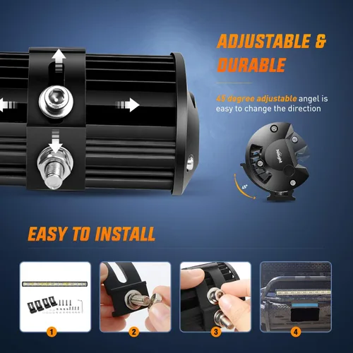 Miniatura 7 de Nilight 18024C-A barra de 20 pulgadas 420w, combo de punto de inundación de triple fila 42000LM, barra con luces LED para todoterreno o para camiones