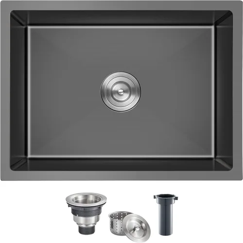 Miniatura 13 de Fregadero de cocina de 20 pulgadas, acero inoxidable SUS304 hecho a mano, fregadero de cocina con colador de fregadero (cepillado), 20 x 16 x 9