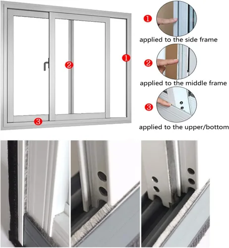 Miniatura 7 de Cepillo de sellado de fieltro para ventanas corredizas/marcos laterales de puertas, sellador de tiras de sellado autoadhesivo para insonorización