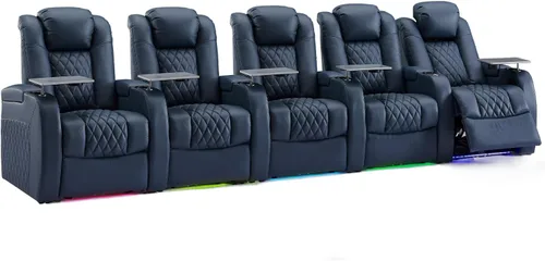 Miniatura 36 de Weilianda Asientos de Cine en Casa de Cuero de Grano Superior Silla Reclinable con Reposacabezas Eléctrico y Reclinación Asientos de Película Sofá