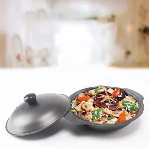 Miniatura 8 de Cabilock Hogar Pequeño Hierro Pot Basics Esmalte Hierro Fundido Claypot: Sartén Cazuela Cubierta 7.1 in Olla De Arcilla Olla De Arroz