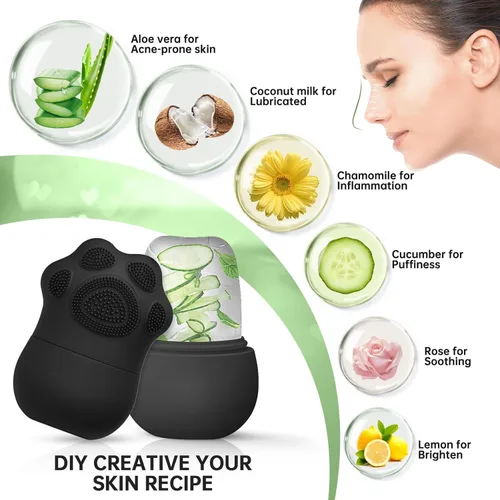 Miniatura 5 de Rodillo facial de hielo para mujer, cubo de hielo para cara y ojos, bolsas para eliminar los ojos, reducir el dolor de migraña, garras de gato