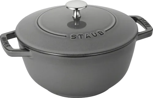 STAUB Wa-NABE 40501-010 Wanabe Olla de hierro fundido de dos asas, color gris, 20 cm, para cocinar arroz, 3 piezas, compatible con inducción