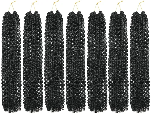 Miniatura 4 de Paquete de 7 paquetes de cabello Passion Twist de 18 pulgadas, cabello ondulado de ganchillo previamente enrollado, trenzas bohemias para mujeres