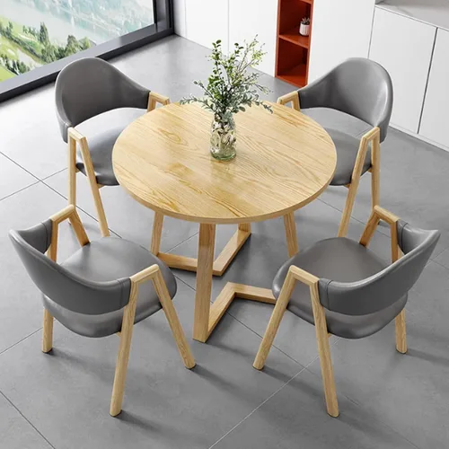 Miniatura 16 de YVYKFZD Office Reception Room Club Table and Chair Set, Simple Kitchen Dining Table Set for 4, Round Conference Table with Metal Legs, Small Cyan