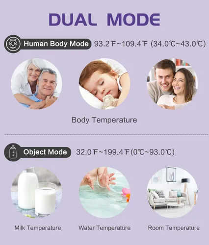 Miniatura 6 de WWDOLL Termómetro infrarrojo para la frente de adultos, sin contacto, termómetro digital con sensor de alto calibre con pantalla LCD