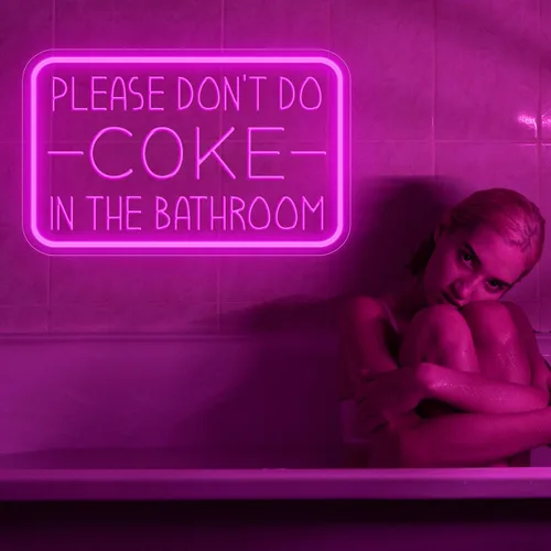 Miniatura 2 de Por favor, no hagas cocaína en el baño, letrero de neón para decoración de pared, luz de neón LED alimentada por USB con brillo ajustable, letrero
