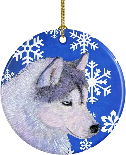 Caroline's Treasures Siberian Husky - Adorno de cerámica para colgar en el árbol de Navidad, para el hogar, Navidad, fiestas, regalo, 3 pulgadas,