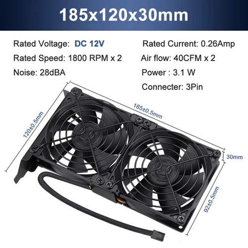 Miniatura 2 de Wathai Tarjeta gráfica Pcl Ranura Ventilador 0.079 x 3.543 in 3.622 in para CPU GPU Cooler VGA Cooling