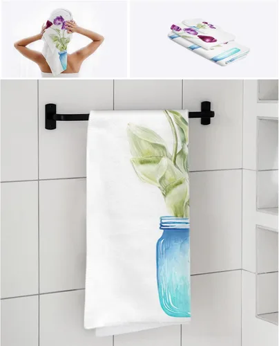 Miniatura 7 de Tulip Flower Bath Towels for Bathroom Set - Luxury Towels Gifts for Women,Quick Dry Beach Kitchen Hand Hair Face Yoga Workout Gym Towel and Dish
