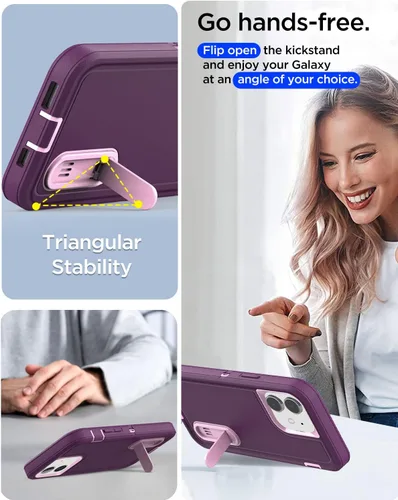 Miniatura 3 de AICase Funda para iPhone 11 con soporte integrado con protector de pantalla de vidrio + lente de cámara, resistente protección contra caídas, cuerpo