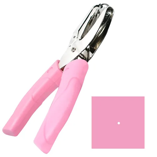 Punzón de agujero manual para papel de manualidades, etiquetas de ropa, tiquetes, herramienta de álbum de recortes DIY, con agarre manual rosa suave