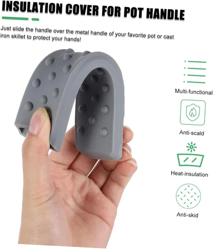 Miniatura 7 de Uonlytech - Funda de silicona para mango de olla de escaldado, funda sin sartén para calor, diseño ligero que se adapta a asas de utensilios