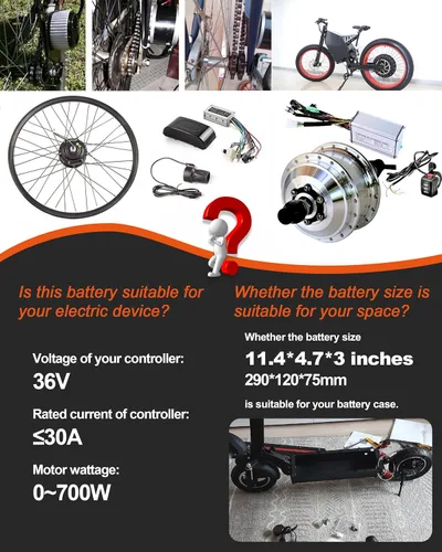 Miniatura 5 de Batería de litio de 48V/52V 25Ah LiFePO4 incorporada 50A BMS para motor 0-1200W