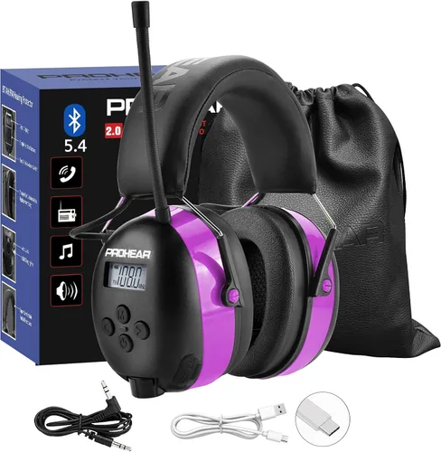 Miniatura 10 de PROHEAR 033 - Auriculares con radio AM/FM Bluetooth 5.4 - Batería recargable USB C de 2000mAh - Auriculares con radio para protección auditiva