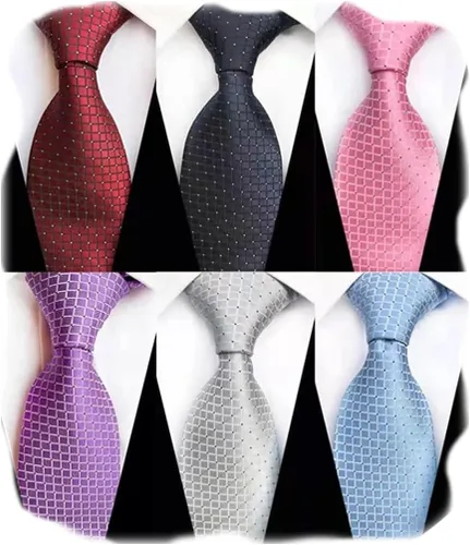 Miniatura 49 de WeiShang Lote de 6 corbatas clásicas de seda para hombre, corbatas tejidas jacquard