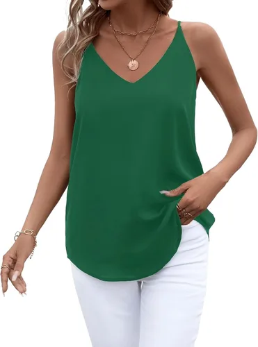 Miniatura 52 de Camiseta de chifón con tirantes delgados ajustables y cuello en V