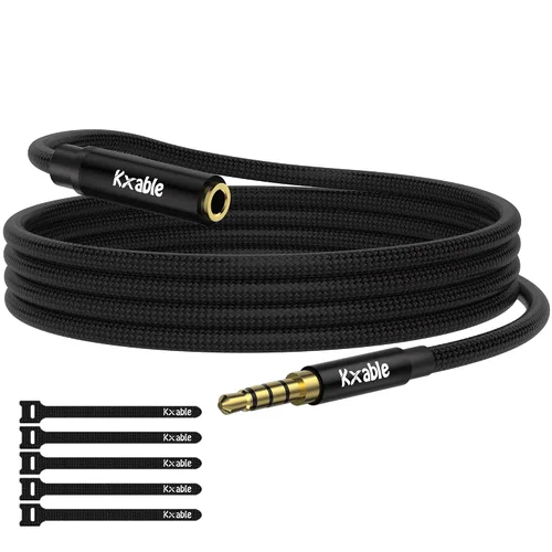 Miniatura 7 de Paquete de 2 cables de extensión de auriculares de 0.138 in de 4 pies, 4 polos TRRS cable de audio estéreo macho a hembra, trenzado de nailon
