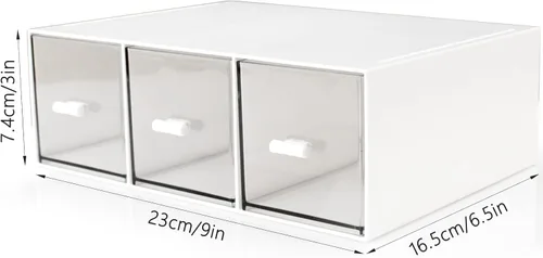 Miniatura 3 de Organizador de cajones de escritorio, cajones de almacenamiento apilables, caja de almacenamiento de escritorio compacta de plástico, ideal